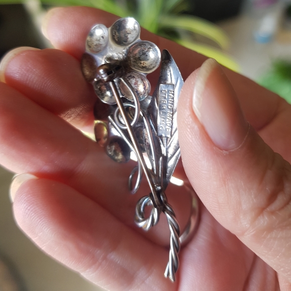 Vintage Sterling Silver Rose Brooch - Picture 3 of 7